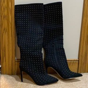 GUESS Black with gold dot detail mid calf boots.